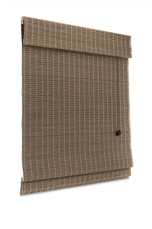 Brown, Corded Natural Woven Shades on a white background