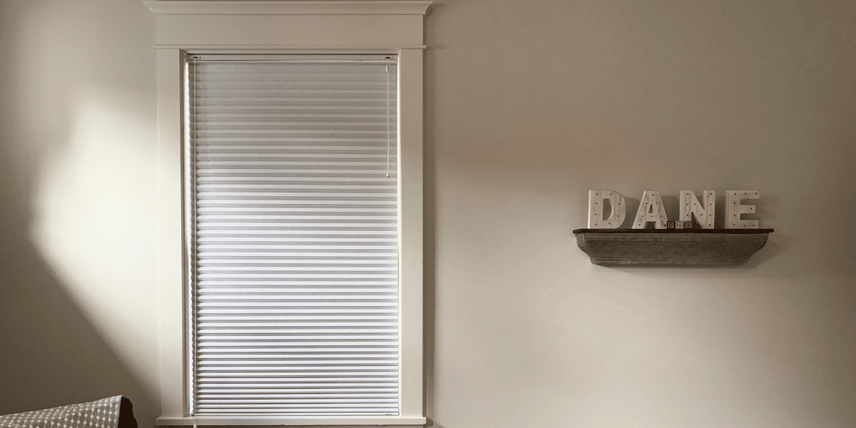 Cellular Shades, also known as Honeycomb Shades, cover a window in a child's room in Nashville, TN