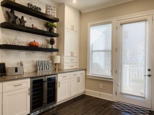 Custom-crafted Sheer Roller Shades filter light into a newly renovated Decatur, GA kitchen