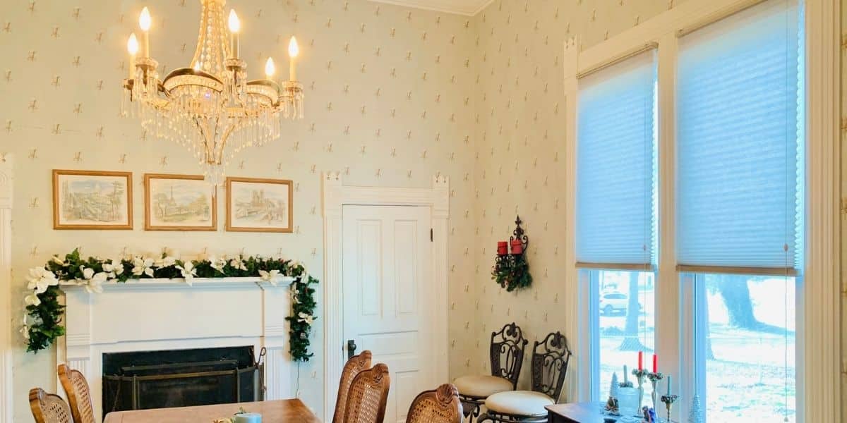 Cellular Shades, also known as Honeycomb Shades, in a brightly lit Murfreesboro, TN dining room