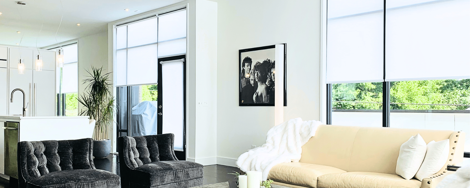 Motorized Roller Shades in Modern Home