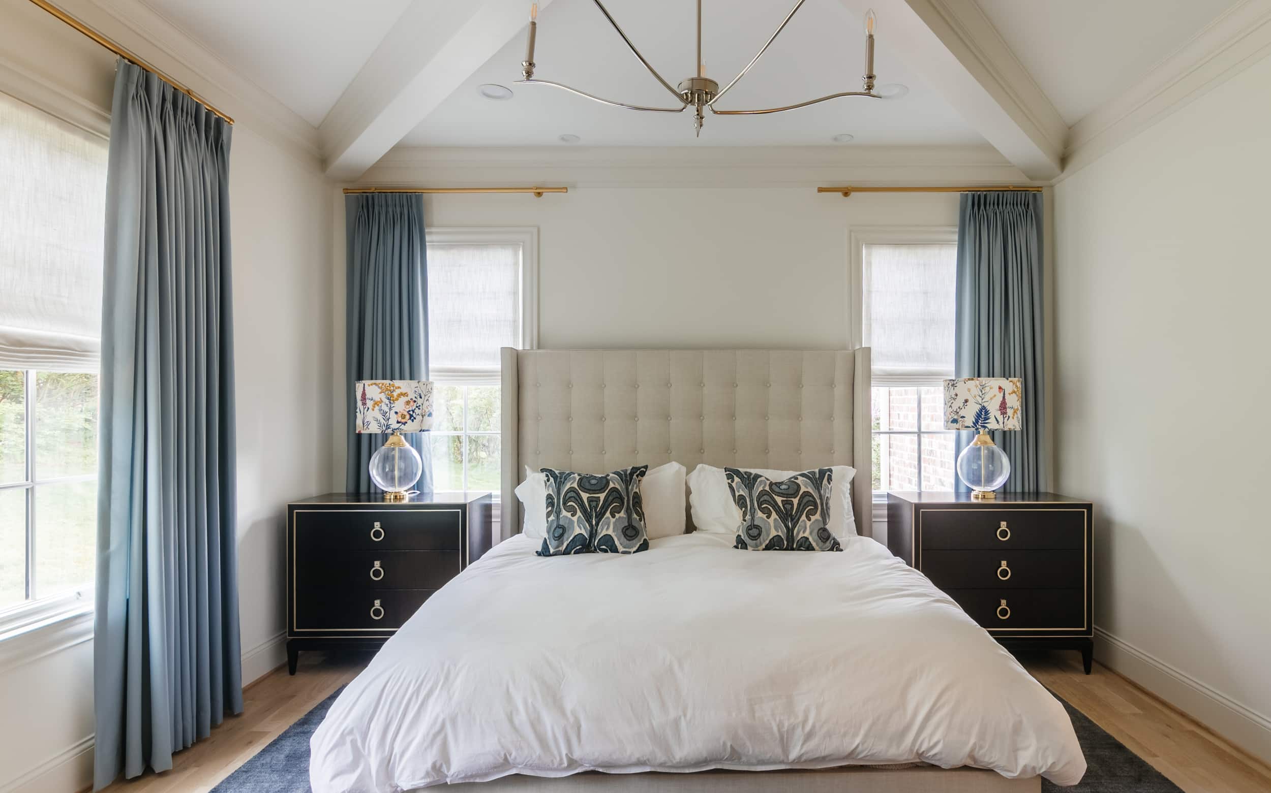 Primary Bedroom Drapery & Roman Shades