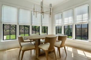 Roman shades in breakfast room