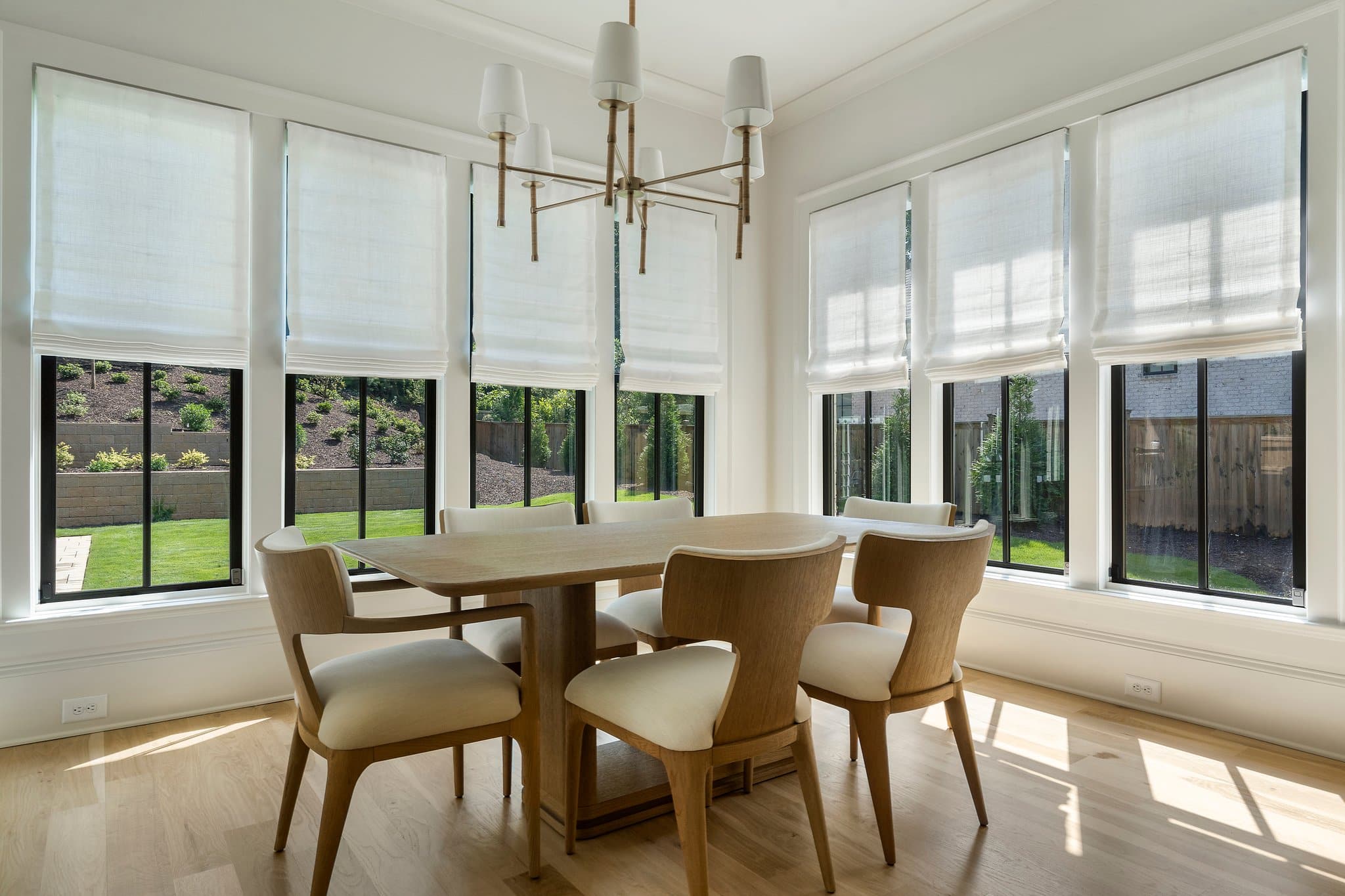 Roman shades in breakfast room